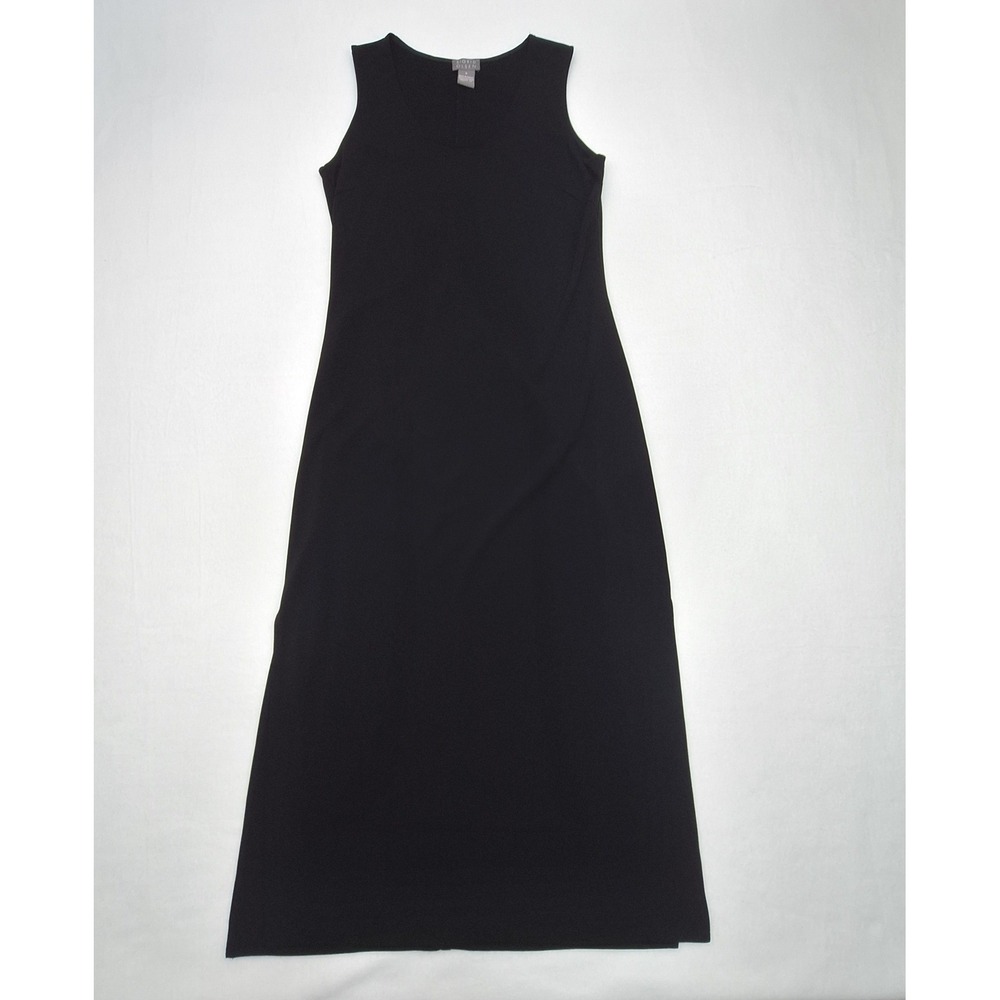 Sigrid Olsen Maxi Dress Womens Small Black Sleeveless Scoop Neck Stretch Knit